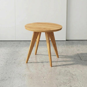 Essentials Solid Wood Round Side Table - Handcrafted in Columbus, Ohio- White Oak