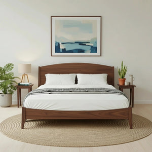 Shaker Platform Bed - Solid Wood Bed Frame Walnut