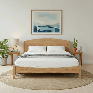 Shaker Platform Bed - Solid Wood Bed Frame White Oak