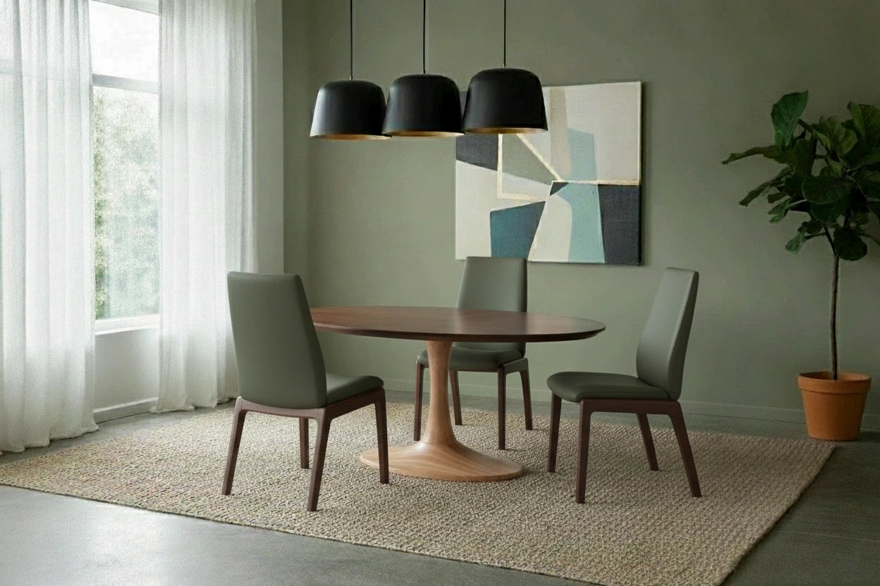 Tulip Solid Wood Table -Walnut top, Maple Base
