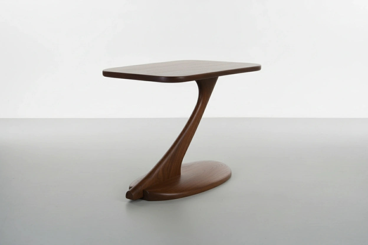Cantilever Side Table Solid Wood Handmade- Walnut