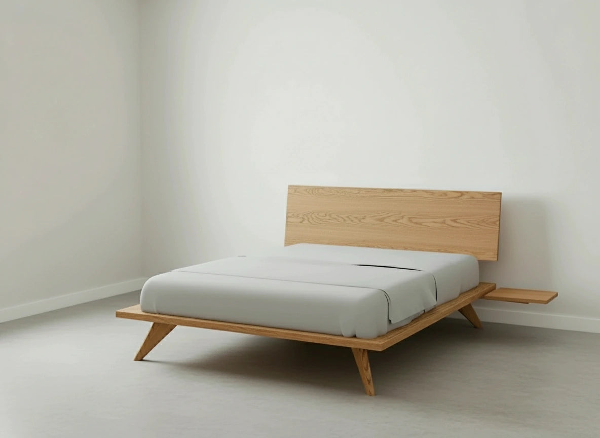 Atomic Platform Bed- Solid Wood White Oak