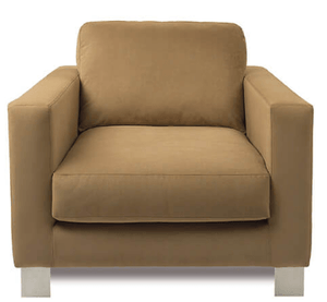 A tan leather armchair