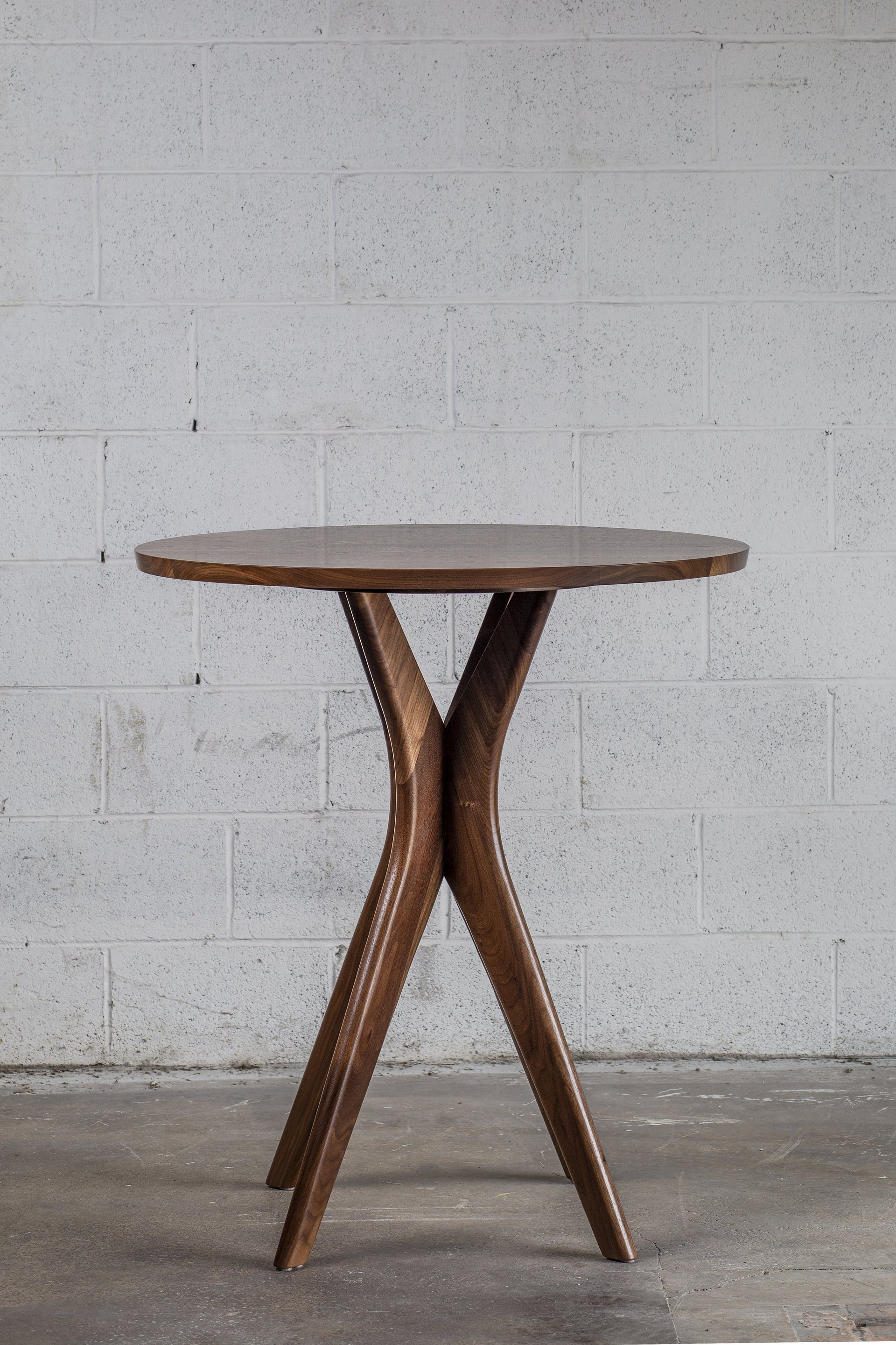 Pub table in natural solid wood walnut