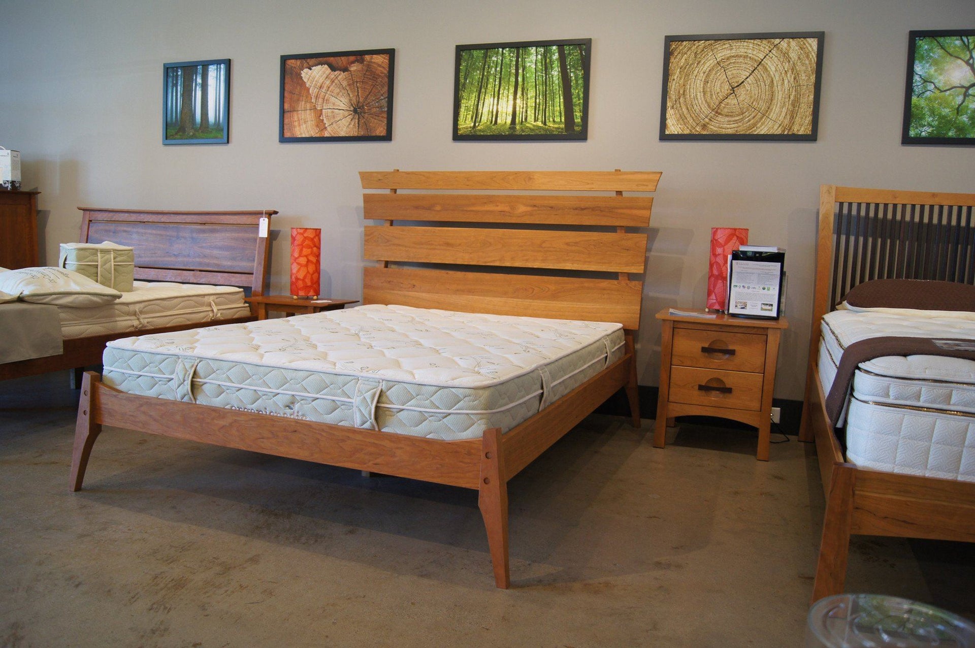 Organic bedroom furniture on display at T.Y. Fine Furniture