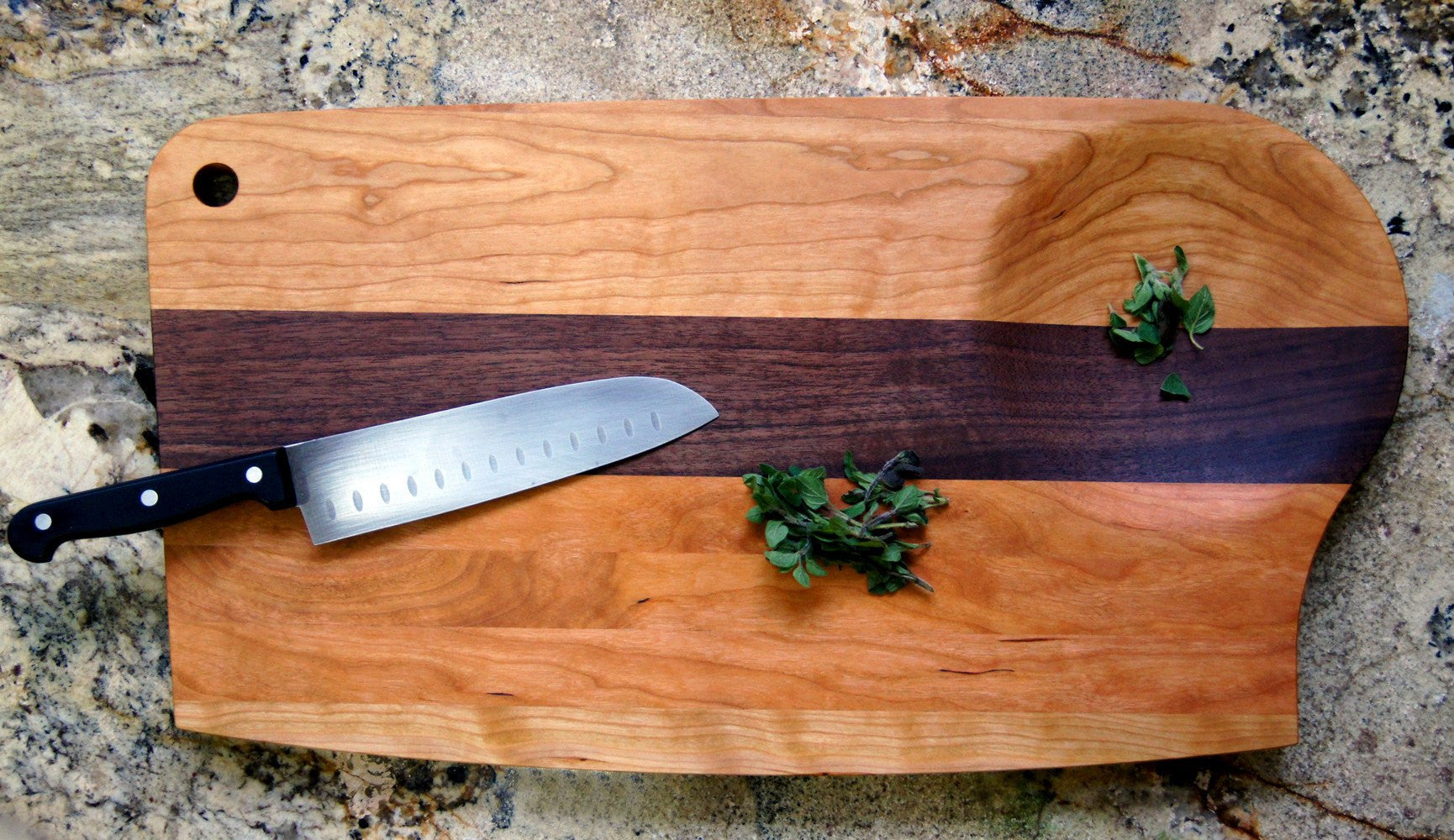 Mixed Wood Cutting Board with Integrated Bowl Serving Tray Large
