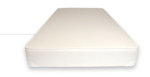 The Naturepedic Foundation Organic Latex Foam Wool and Cotton by Naturepedic, a plain white rectangular mattress, is displayed against a white background as seen from the foot end.
