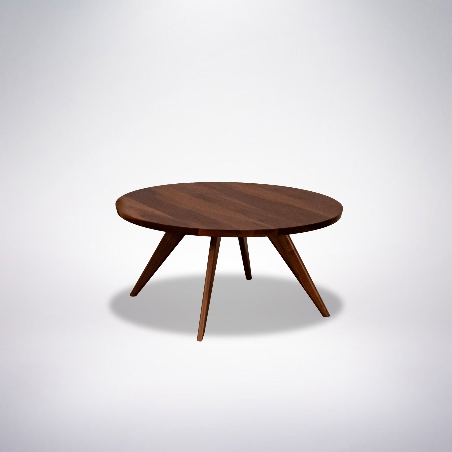 Round coffee table built from 100% solid wood