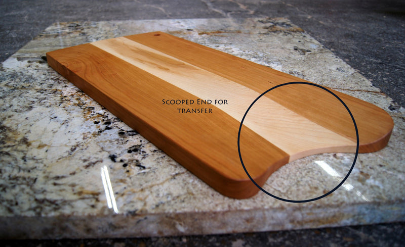 Mixed Wood Cutting Board with Integrated Bowl Scoop