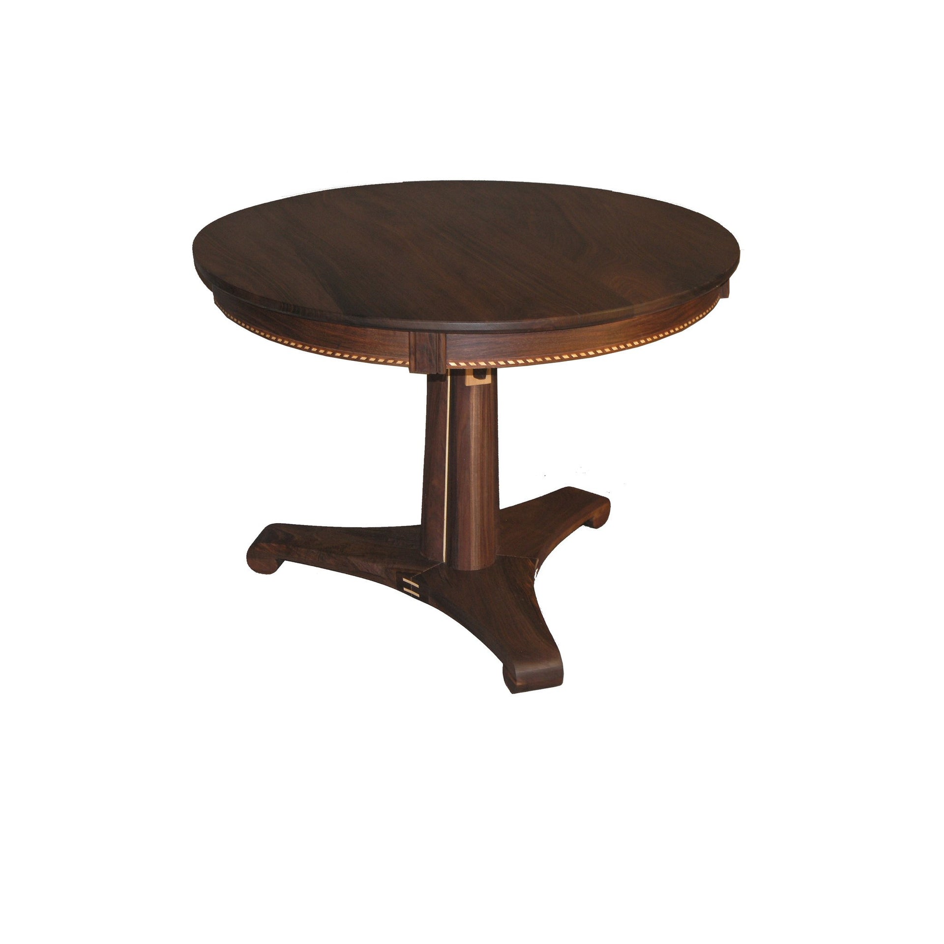 Custom Walnut Inlayed Pedestal Table
